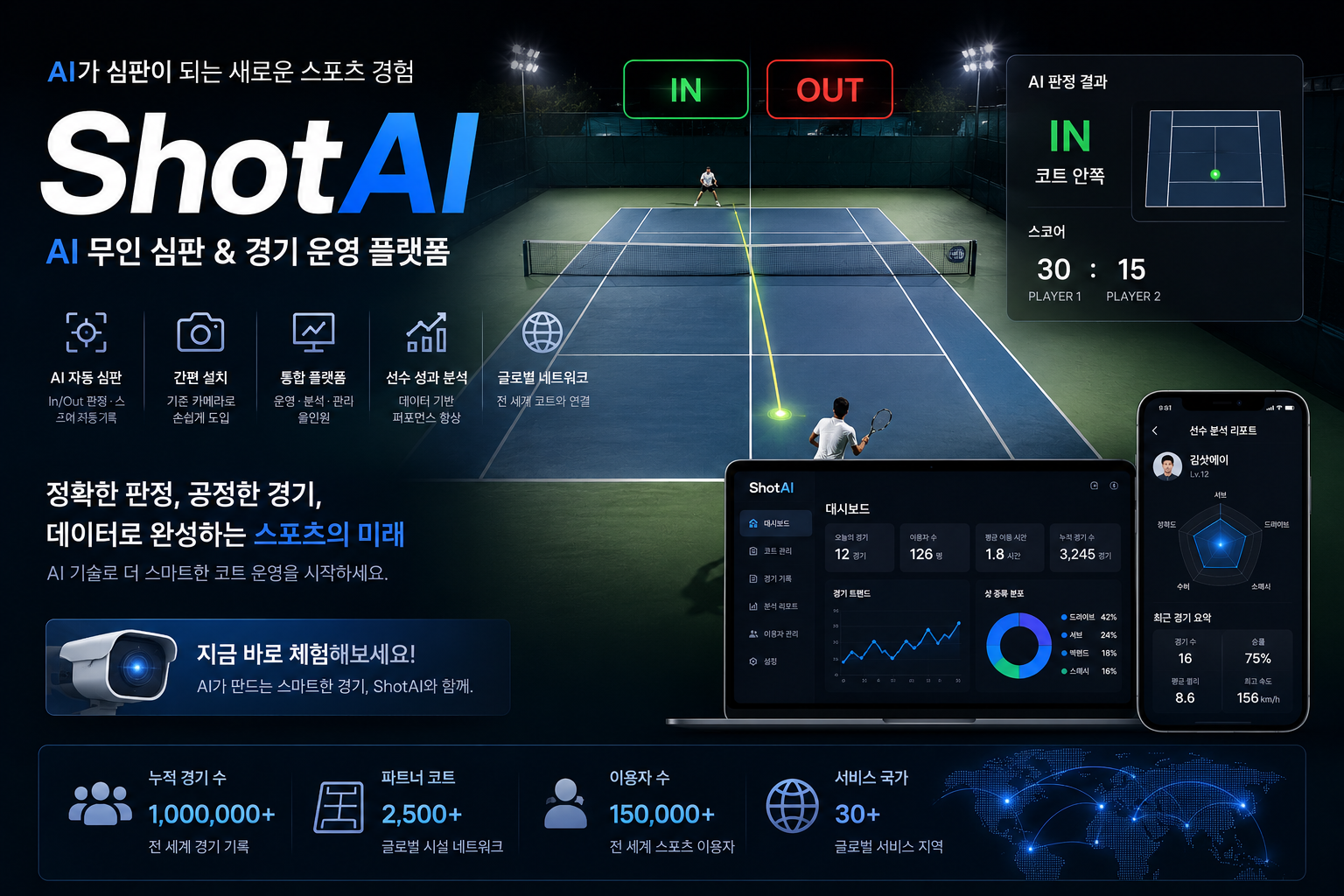 ShotAI — AI 기반 라켓 스포츠 영상 분석 솔루션 홈페이지